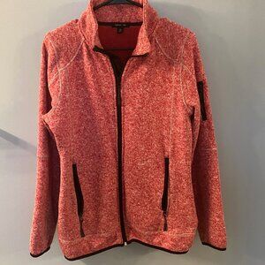 Karissa & Me Womens XL Red & White Knit Lined Jacket Full Zip
